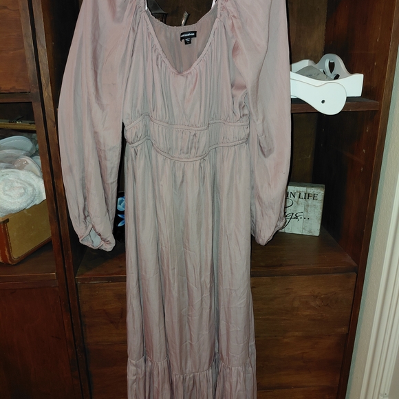 mittoshop Dresses & Skirts - Mittoshop Mauve Long Bellowed Sleeves, Lined Maxi Dress, 12"Ruffle, Lg
